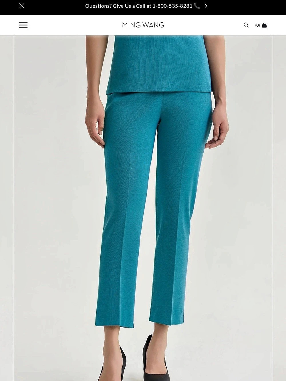 Ming Wang Cropped Straight-Leg Pants - Nebula - NWT